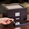 50 Cigar Humidor Cedar Glasstop Box Humidifier Hygrometer Drawer
