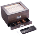 50 Cigar Humidor Cedar Glasstop Box Humidifier Hygrometer Drawer