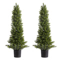 Artificial Topiary Cedar Trees 2 Set 914mm Faux Pine Shrubs Fake Silk