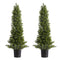 Artificial Topiary Cedar Trees, 2 Set 914mm Faux Pine Shrubs Plants, Fake Silk Tree Look Real, Easy Assembly for Decor Front Porch Outdoor Patio Garden Balcony Backyard Indoor Office