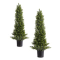 Artificial Topiary Cedar Trees 2 Set 914mm Faux Pine Shrubs Fake Silk