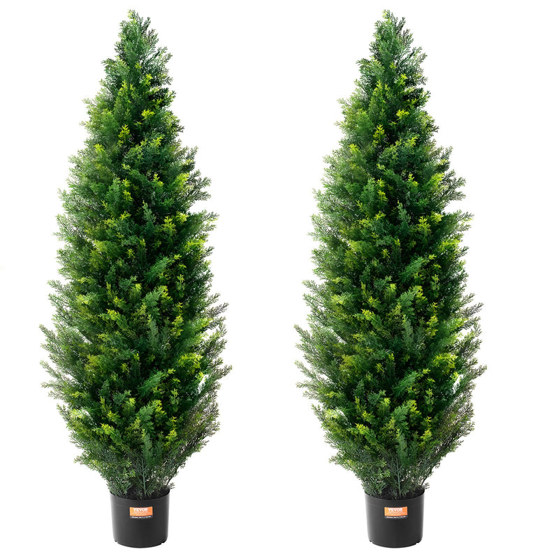 2x 4ft Artificial Cedar Topiary Trees UV Resistant Indoor Outdoor Decor