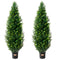 2x 4ft Artificial Cedar Topiary Trees UV Resistant Indoor Outdoor Decor