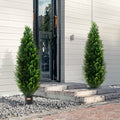 2x 4ft Artificial Cedar Topiary Trees UV Resistant Indoor Outdoor Decor