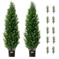 2x 4ft Artificial Cedar Topiary Trees UV Resistant Indoor Outdoor Decor