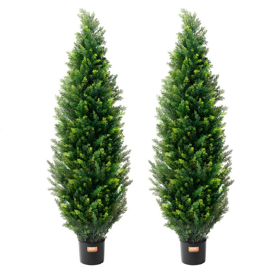 Artificial Cedar Topiary Tree 5ft UV Resistant Indoor Outdoor 2 Pack