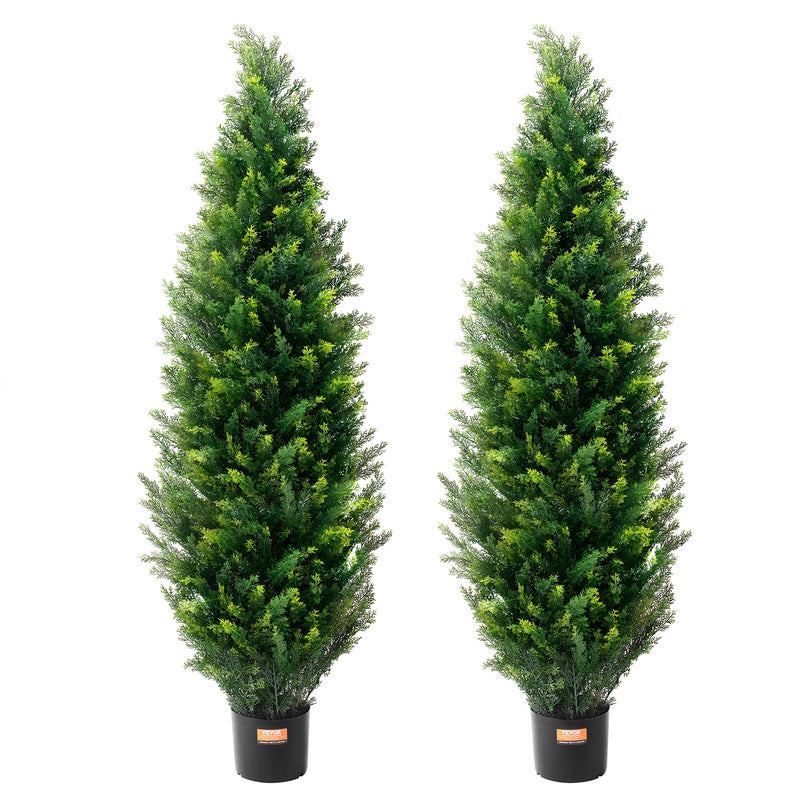 Artificial Cedar Topiary Tree 5ft UV Resistant Indoor Outdoor 2 Pack