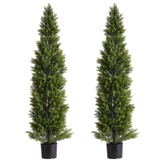 Artificial Topiary Cedar Trees 2 Set 1524mm Faux Pine Shrubs Plants