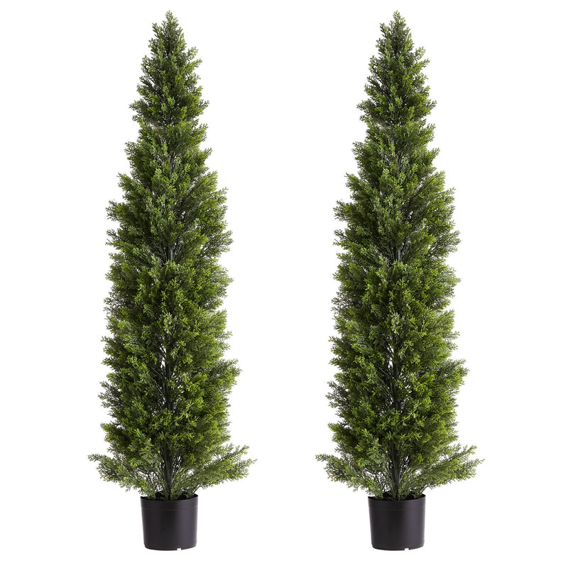 Artificial Topiary Cedar Trees 2 Set 1524mm Faux Pine Shrubs Plants