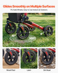 Rollator Walker 3-Fold Aluminium Seat Mobility Aid 136kg Cup Holder