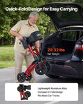 Rollator Walker 3-Fold Aluminium Seat Mobility Aid 136kg Cup Holder
