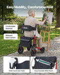 Rollator Walker 3-Fold Aluminium Seat Mobility Aid 136kg Cup Holder