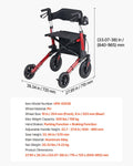 Rollator Walker 3-Fold Aluminium Seat Mobility Aid 136kg Cup Holder
