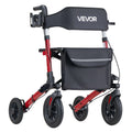 Rollator Walker 3-Fold Aluminium Seat Mobility Aid 136kg Cup Holder