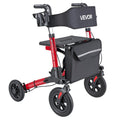 Rollator Walker 3-Fold Aluminium Seat Mobility Aid 136kg Cup Holder