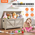 Kids Wooden Toy Storage Bench Grey 39x16x19in