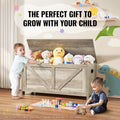 Kids Wooden Toy Storage Bench Grey 39x16x19in