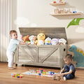 Kids Wooden Toy Storage Bench Grey 39x16x19in