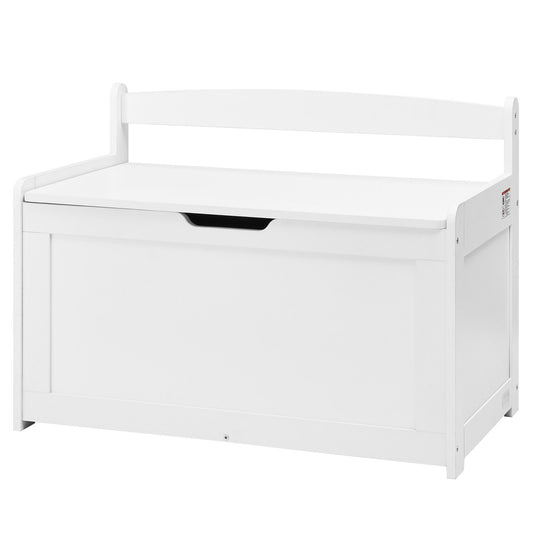 Wooden Toy Storage Bench Box Chest White 32.68x17.91x24.02in