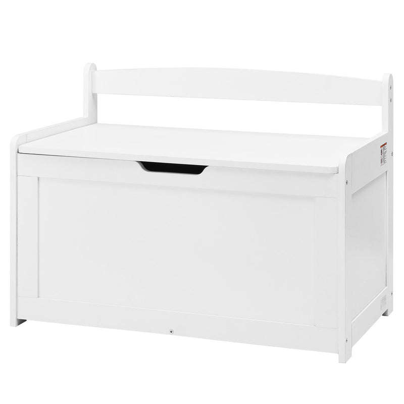 Wooden Toy Storage Bench Box Chest White 32.68x17.91x24.02in