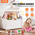 Wooden Toy Storage Bench Box Chest White 32.68x17.91x24.02in