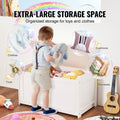 Wooden Toy Storage Bench Box Chest White 32.68x17.91x24.02in