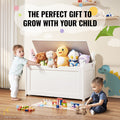 Wooden Toy Storage Bench Box Chest White 32.68x17.91x24.02in
