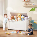 Wooden Toy Storage Bench Box Chest White 32.68x17.91x24.02in