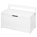 Wooden Toy Storage Bench Box Chest White 32.68x17.91x24.02in