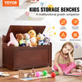 Wooden Toy Storage Bench Box Chest Kids 32.68x17.91x24.02in Cherry