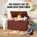 Wooden Toy Storage Bench Box Chest Kids 32.68x17.91x24.02in Cherry