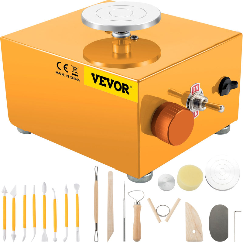 Mini Pottery Wheel 30W Electric Ceramic 0-2000RPM 3 Trays 16 Tools