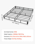 KING Size Box Spring Bed Frame Metal 230mm Mattress Foundation