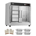 4-Tier Food Warmer Cabinet Stainless Steel Glass Door Pizza Chicken