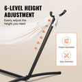 Portable Hammock Stand, 450lbs Capacity Steel Hammock Stand for 2 Person, Heavy Duty Adjustable Hooks Hammock Frame Fits 9.5-12.6 ft Hammocks, Space Saving with Carrying Bag for Outdoor or Indoor