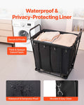 Rolling Laundry Cart 118kg Capacity Waterproof Liner Swivel Wheels