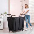 Rolling Laundry Cart 118kg Capacity Waterproof Liner Swivel Wheels