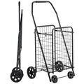 Shopping Cart, Folding Grocery Utility Cart with Swivel Wheels, 40.8 kg Large Load Capacity, Heavy Duty Rolling Laundry Basket Butler for Laundry, Shopping, Camping, Grocery, Luggage, Black
