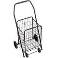 Folding Shopping Cart 40.8kg Capacity Swivel Wheels Black