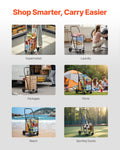 Folding Shopping Cart 40.8kg Capacity Swivel Wheels Black