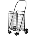 Folding Shopping Cart 40.8kg Capacity Swivel Wheels Black