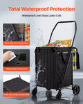 Folding Grocery Cart Dual Basket Waterproof 45KG Laundry Shopping