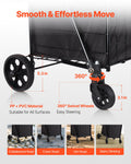 Folding Grocery Cart Dual Basket Waterproof 45KG Laundry Shopping