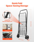 Folding Grocery Cart Dual Basket Waterproof 45KG Laundry Shopping