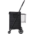 Folding Grocery Cart Dual Basket Waterproof 45KG Laundry Shopping