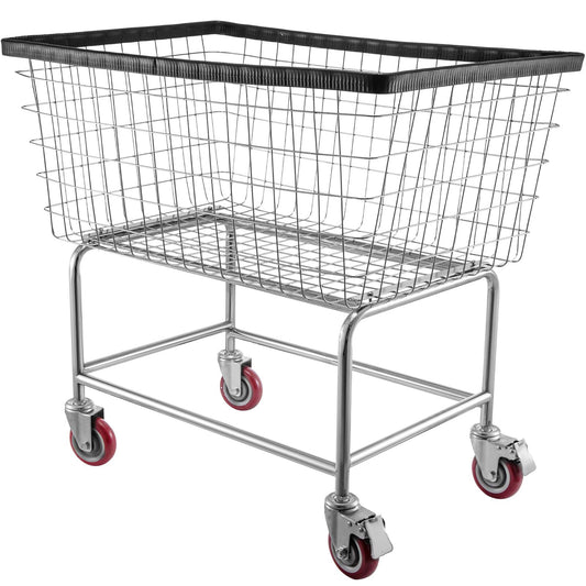 Wire Laundry Cart Wire Laundry Basket 4.5 Bushel Heavy Duty w/ 5'' Wheels