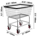 Wire Laundry Cart Wire Laundry Basket 2.8 Bushel Heavy Duty w/ 4'' Wheels
