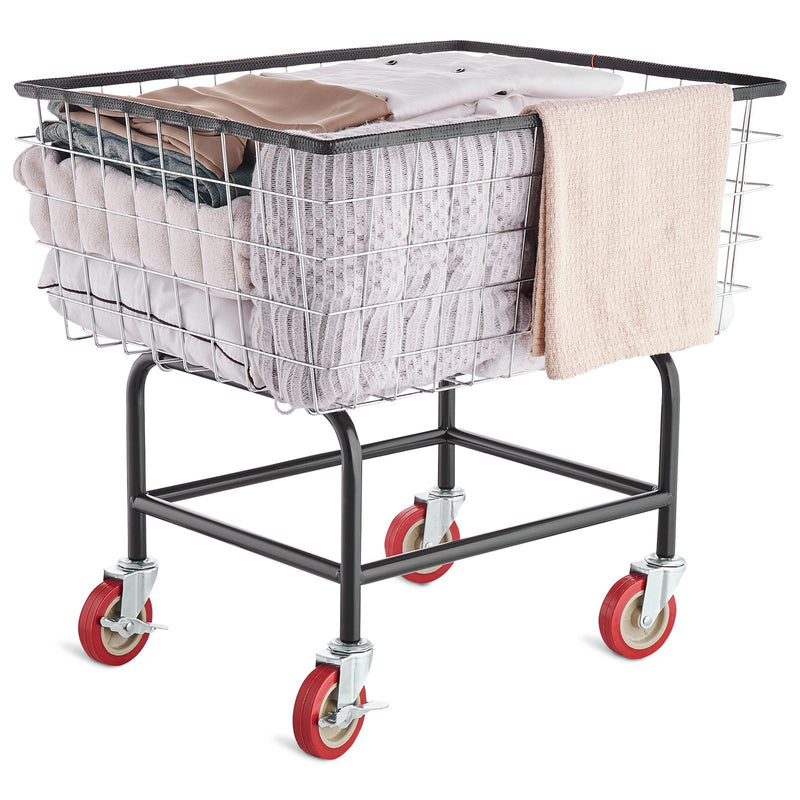 Wire Laundry Cart 2.8 Bushel Heavy Duty 4 Wheels Basket