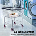 Wire Laundry Cart 2.8 Bushel Heavy Duty 4 Wheels Basket