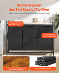 3 Section Laundry Sorter with Metal Frame Wooden Tabletop 600D
